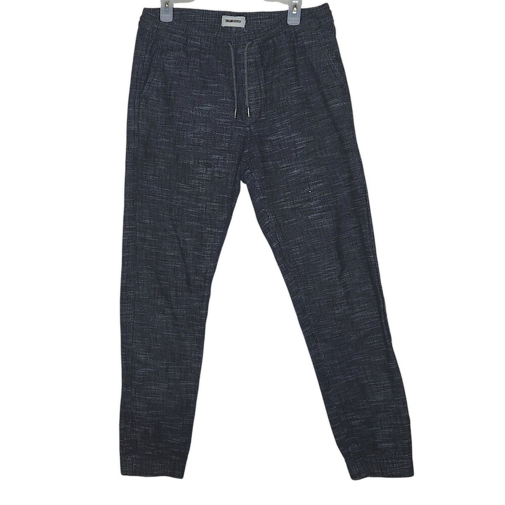 Taylor Stitch Apres Jogger Pants Mens M Navy Blue White Organic Cotton Casual